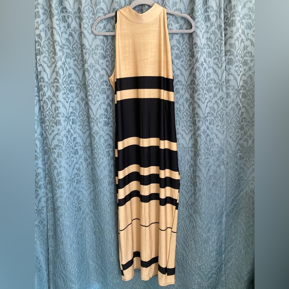 Ashley Stewart | NWT High Mock Neck Black Striped Bodycon Dress - Picture 5 of 5